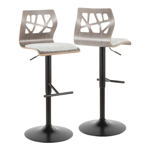 Folia - Mid Century Modern Adjustable Barstool With Swivel & Rounded T Footrest (Set of 2)