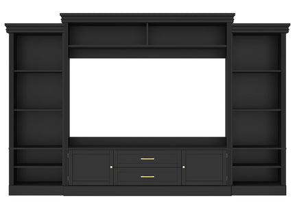 Elegant Entertainment Center Wall Unit With Bookshelves