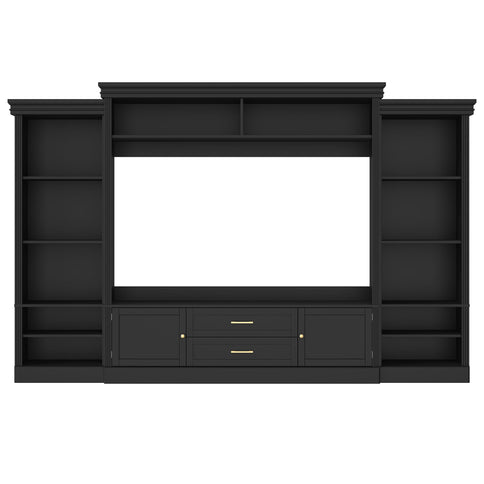 Elegant Entertainment Center Wall Unit With Bookshelves