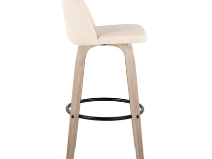 Toriano - Mid-Century Modern Fixed Height BarStool With Round Footrest (Set of 2)
