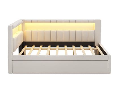 Upholstered Platform Bed With USB Ports And LED Belt
