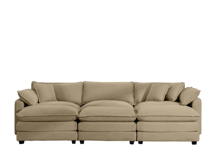 Oversized Modular Cushion Sofa With Ottoman, Low Back, Deep Seating Sofa Set