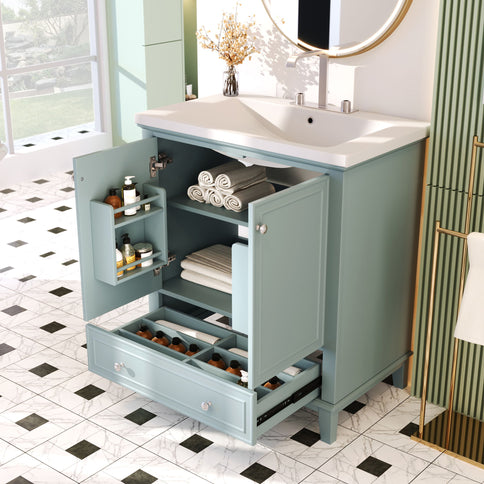 Modern Bathroom Vanity With Sink Combo, Multi Functional Cabinet With Doors And Drawer