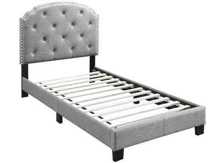 Button Tufted Bed With Nailhead Trim