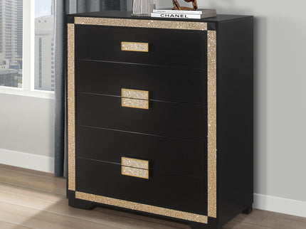 Lively - Chest With Glitter Detail And Thick Bar Handle Hardware - Black