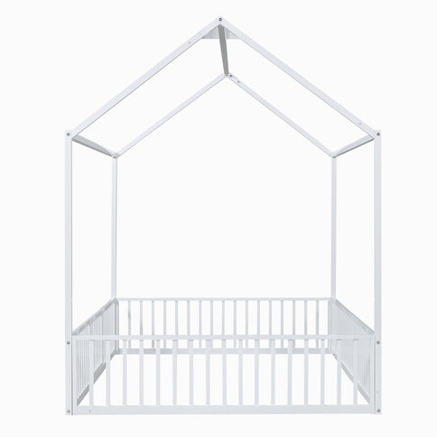 Metal House Bed With Fence And Door