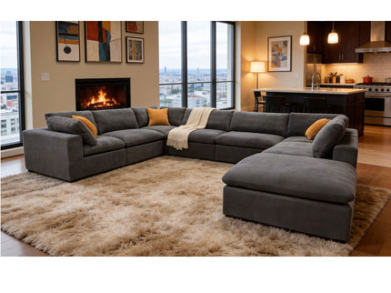 Custom Configuration Modular Sectional & Toss Pillows