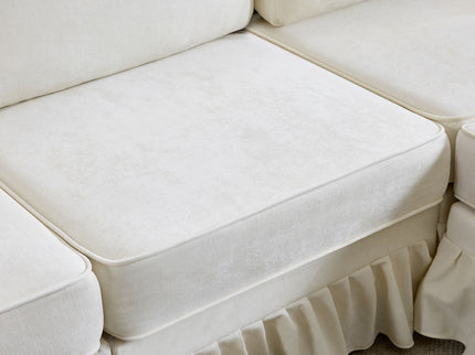 Cloud Sofa With Removable Ruffled Skirt With Ottoman And Flared Arms