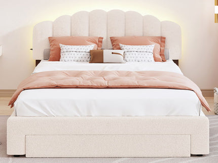 Upholstered Platform Bed With Drawer