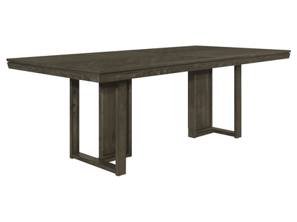 Glenmoor - Rectangular Dining Table With Geometric Double Pedestal Base - Dark Gray