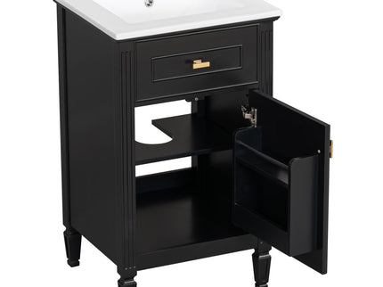 Bathroom Vanity With Sink, Adjustable Shelf, Tilt-Out Drawer