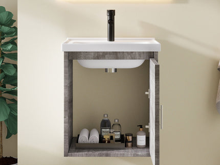 Floating Bathroom Vanity Combo, Wall Mounted Cabinet With Sink & Soft Close Doors For Small Bathrooms