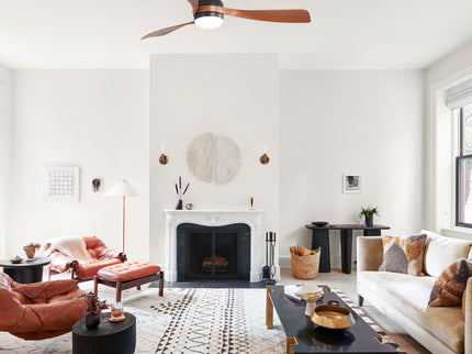 Ceiling Fan With Remote Controlled LED Light, 3 Blades, Reversible DC Motor, 6 Speeds, Dimmable, Flush Mount - Black