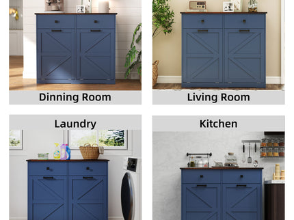 Double Tilt Out Trash Cabinet With Hideaway Drawer And Barn Door Style