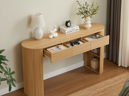 Retro Console Table With Storage, 3 Drawers