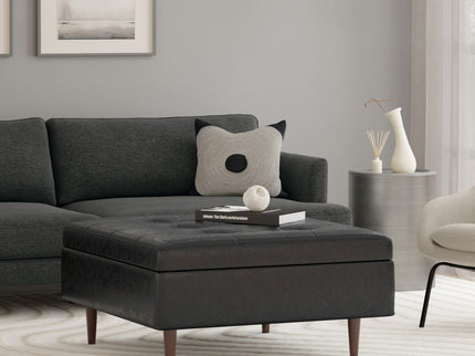 Shay - Large Square Coffee Table Storage Ottoman Mid-Century Style