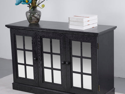 Storage Cabinet With 3 Mirrored Acrylic Doors, Adjustable Shelves