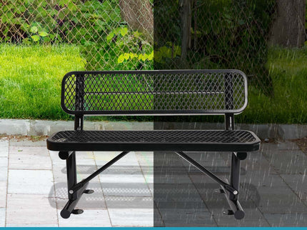 Outdoor Steel Bench With Backrest