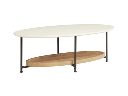 Oval Coffee Table - White / Natural