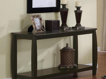 Rectangular Sofa Table With Double Shelf - Brown