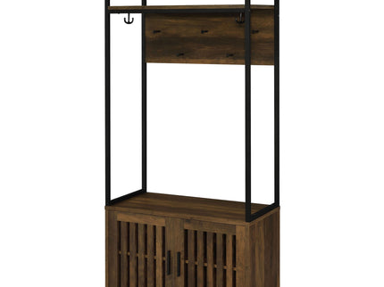 Flora - 2 Door Coat Rack Hall Tree Storage Bench And Multi Functional Storage - Natural