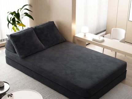 Multifunctional Convertible Sofa Bed With 2 Tumbler Backrests And 2 Pillows, Deep Seat Couch