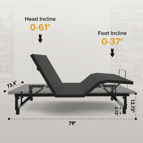 Adjustable Bed Base Frame With Wireless Remote, 4 USB Ports, Under Bed Nightlights, Zero Gravity
