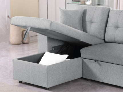 Daniel - Upholstered Reversible Sectional With Pull Out Loveseat - Light Gray