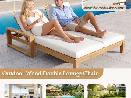 Outdoor Double Lounge Chair With 5 Position Adjustable Backrest