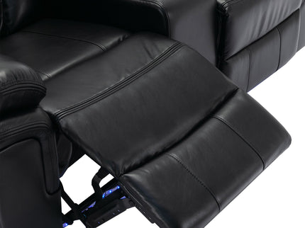 Home Theater Seating Manual Recliner Loveseat With Hide-Away Storage, Cup Holders And Led Light Strip For Living Room