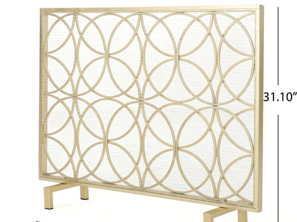 Thayer - Single Panel Iron Fireplace Screen With Geometric Design