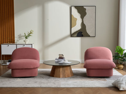 Pumpkin Shaped Swivel Accent Chair, 360 Degree Rotation For Living Room