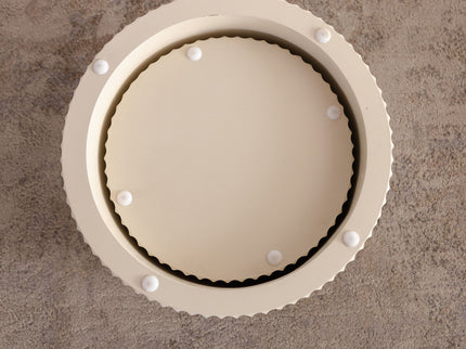 Drum Nesting Coffee Table With Wave Stripe Design For Living Room (Set of 2) - Beige / White