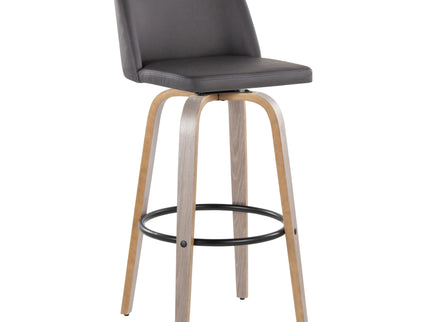 Toriano - Mid-Century Modern Fixed Height BarStool With Round Footrest (Set of 2)