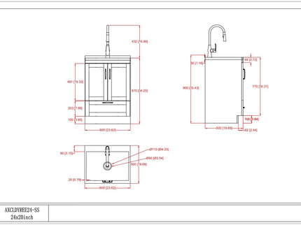 Reed - Deluxe Laundry Cabinet With Pull-Out Faucet And Stainless Steel Sink