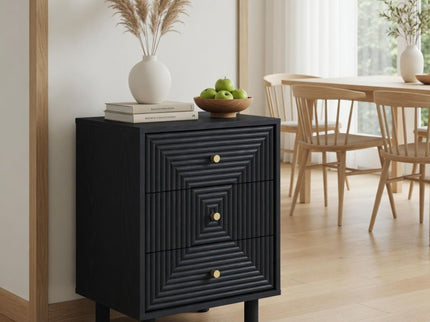 3 Drawer Nightstand - Black - Wood