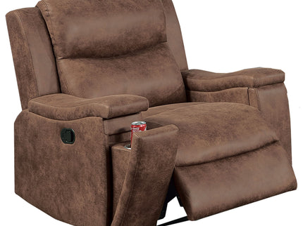 1 Piece Manual Recliner With Padded Seat And Backrest, Square Arms For Living Room - Walnut