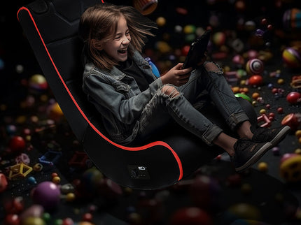Foldable Gaming Chair With Onboard Speakers, Bluetooth Connection - Black / Red
