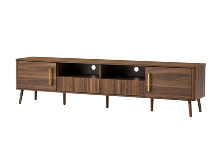 TV Stand For TVs Up To 85" With Soft-Close Doors, Open Shelf, Cable Management - Walnut