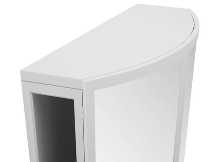 Arched Glass Double Door Wardrobe With Shatterproof Mirror, Open Shelf & Towel Rack