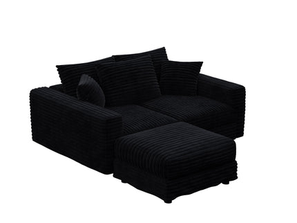 Convertible Deep Seat Sofa With Soft Pillows And Ottomans