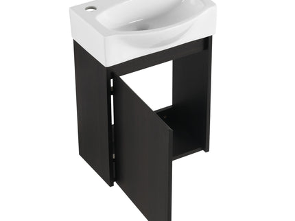 Modern Bathroom Vanity With Ceramic Basin, Wall Mounted Floating Sink Combo, Storage Cabinet