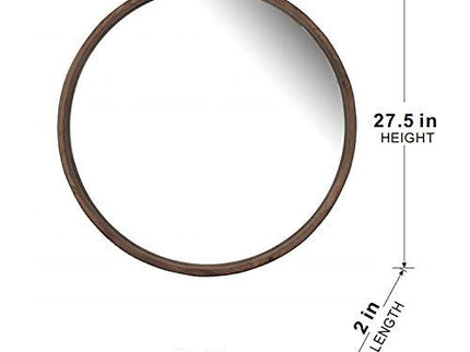 Round Wood Mirror, Wall Mounted Mirror Home Decor For Bathroom Living Room