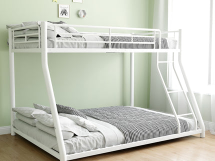 Bunk Bed Frame With Ladder And Guardrail, Heavy Duty Noise Free Design Metal Construction