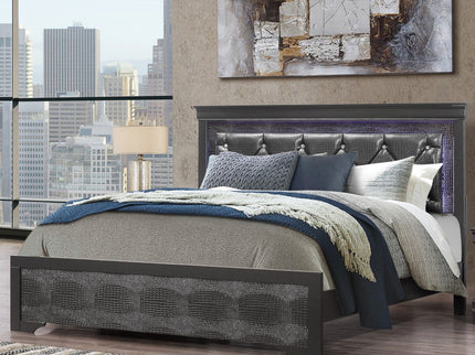 Shaker - Bed With LED Lighting And Crystal Inspired Tufted Headboard