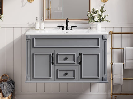French Simple Style Wall Mounted Bathroom Cabinet With Sink