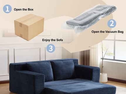 Comfortable Deep Seat Loveseat Sofa Bed, Reversible Cushion With Pillows