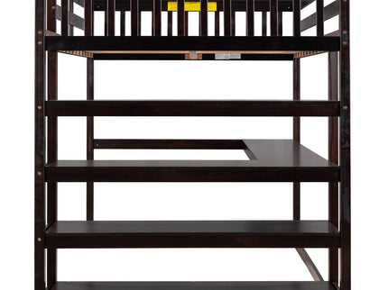 Loft Bed With Storage Shelves And Under Bed Desk