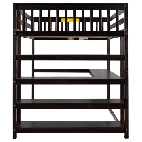 Loft Bed With Storage Shelves And Under Bed Desk
