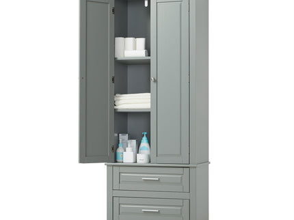 Tall Storage Cabinet With 2 Drawers For Bathroom